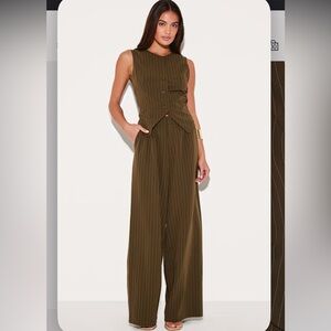 PLT pinstripe vest and trouser set.